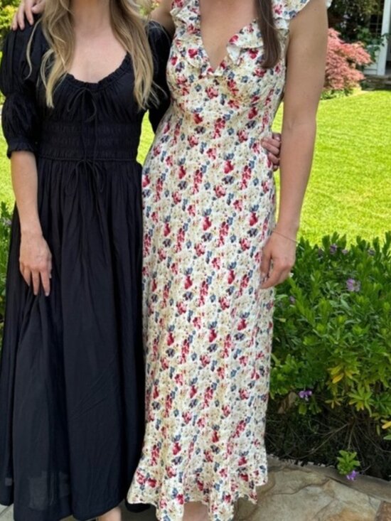 Doen Arleen Silk Ruffle Floral V Neck Slip Midi Maxi Dress Wildflower Thicket - Picture 5 of 12